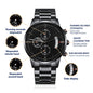Personalized Laser Engraved Black Chronograph Watch