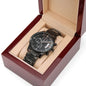 Personalized Laser Engraved Black Chronograph Watch