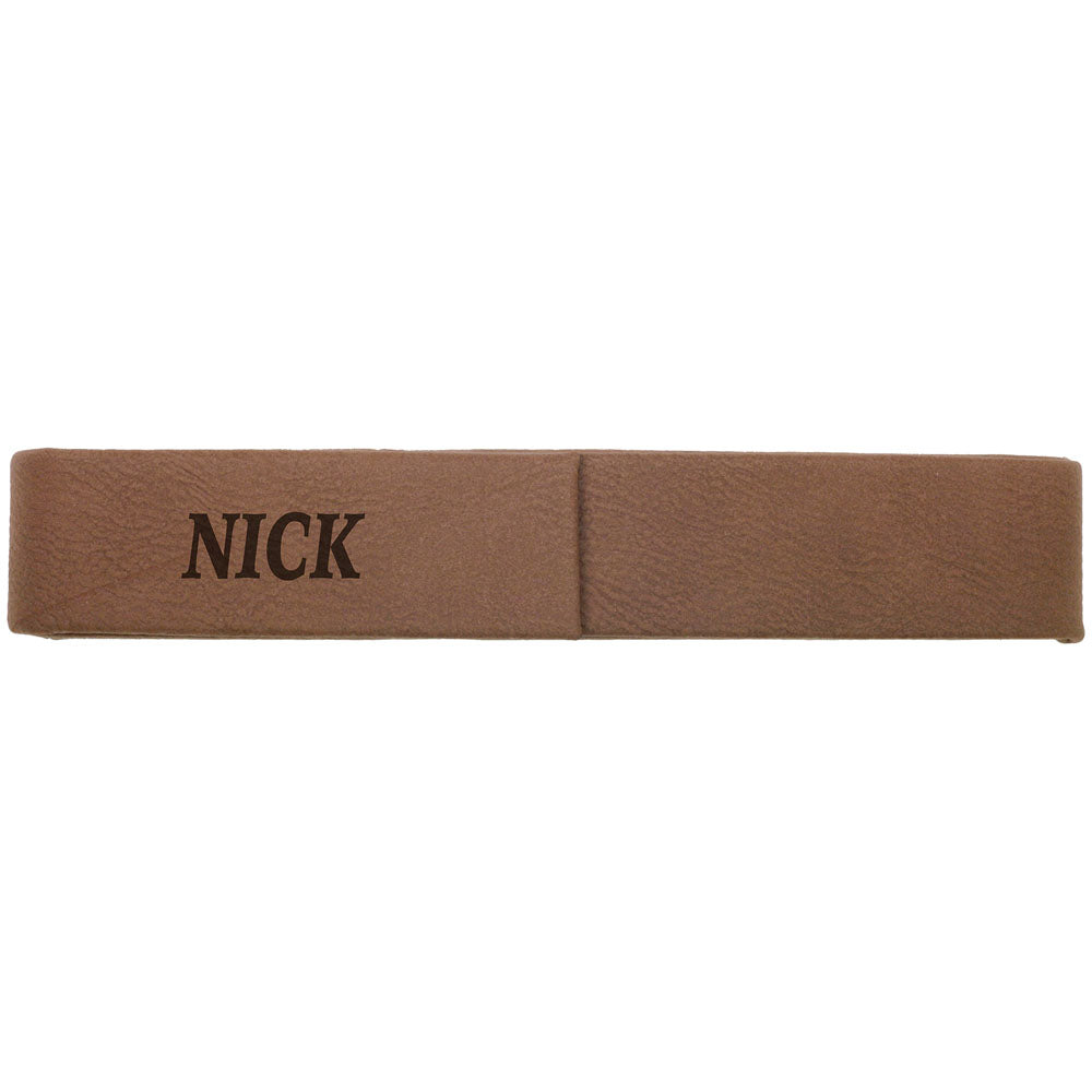 Personalized Laser Engraved 6 1/2" x 1" Dark Brown Leatherette Single Pen Case