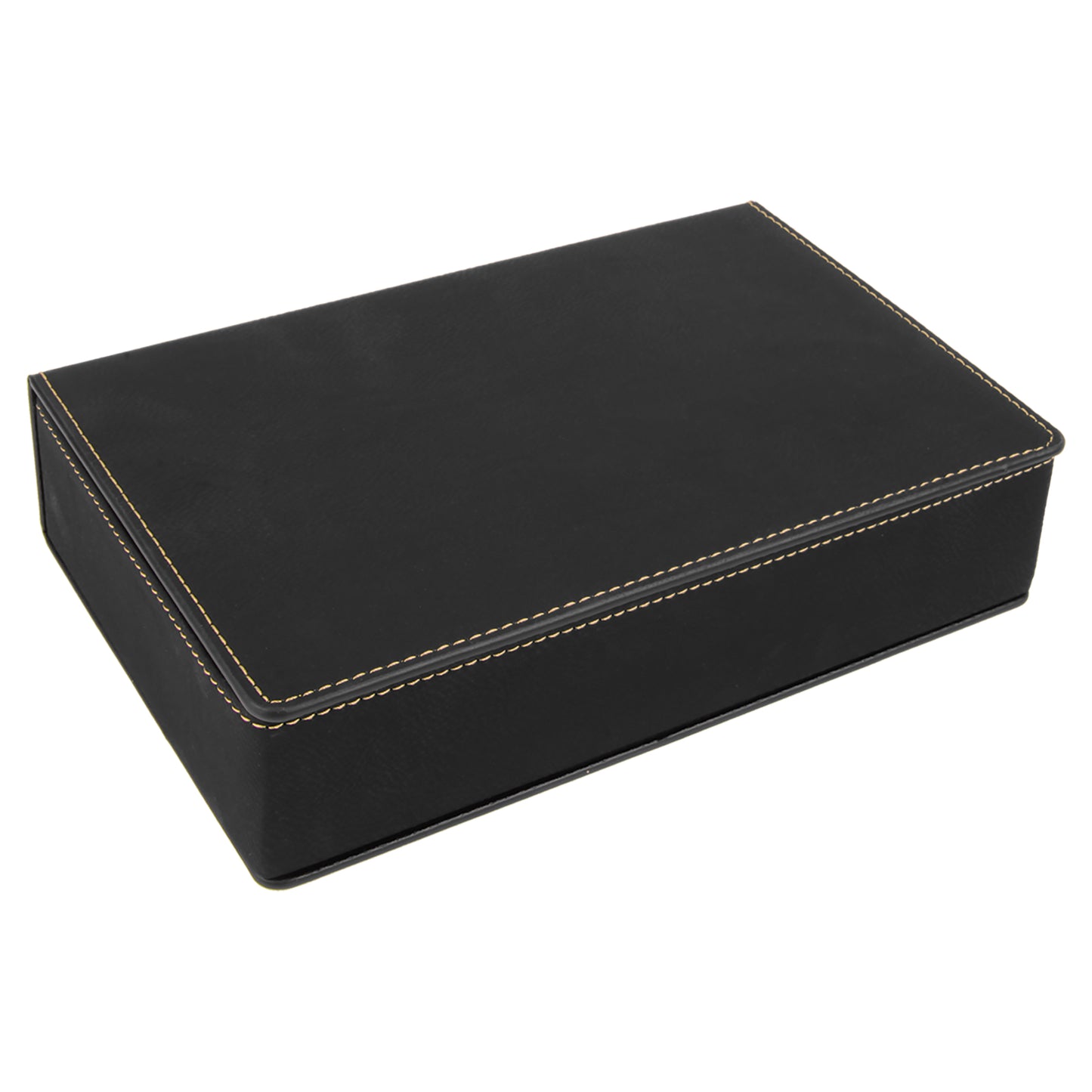 Personalized Laser Engraved Black/Gold 6 oz. Leatherette Flask Set