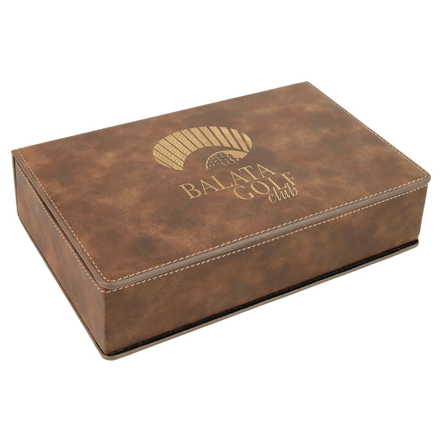 Personalized Laser Engraved 6 oz. Rustic/Gold Leatherette Flask Gift Set
