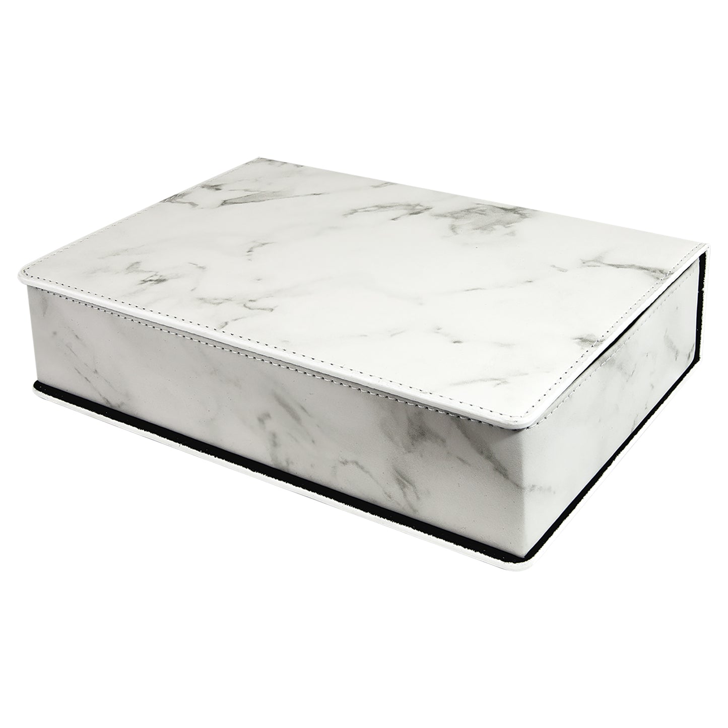 Personalized Laser Engraved White Marble 6 oz. Leatherette Flask Set