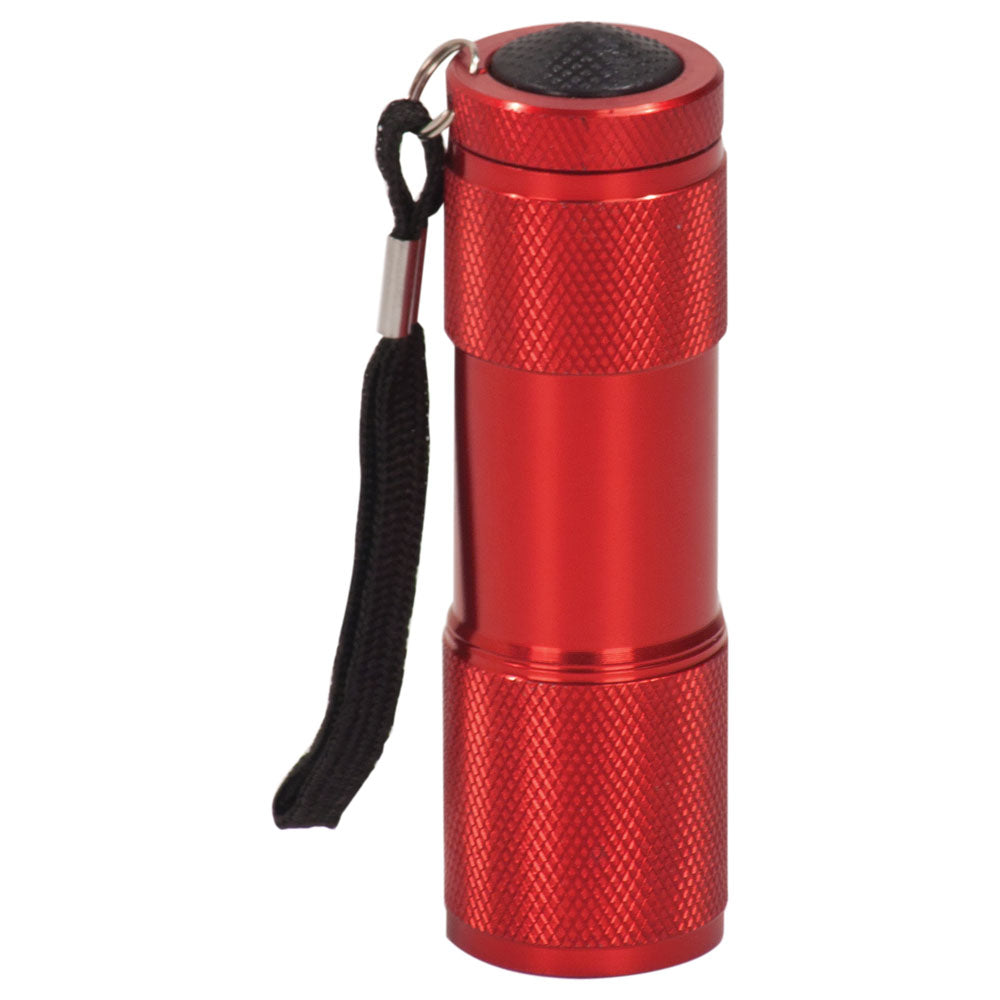 Personalized Laser Engraved 3 3/8" Red 9-LED Flashlight with Strap
