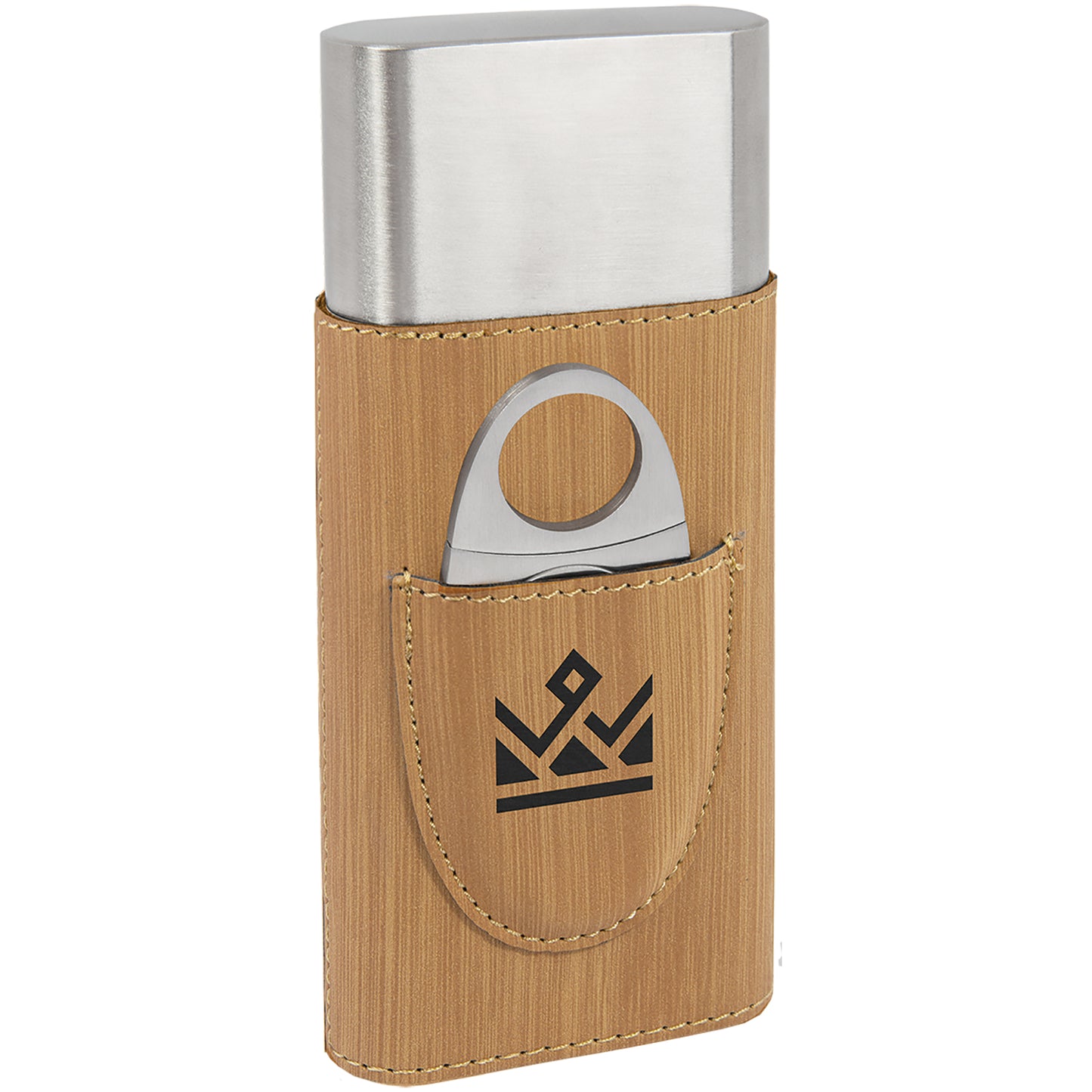 Personalized Laser Engraved yamboo Leatherette Cigar Case with Cutter