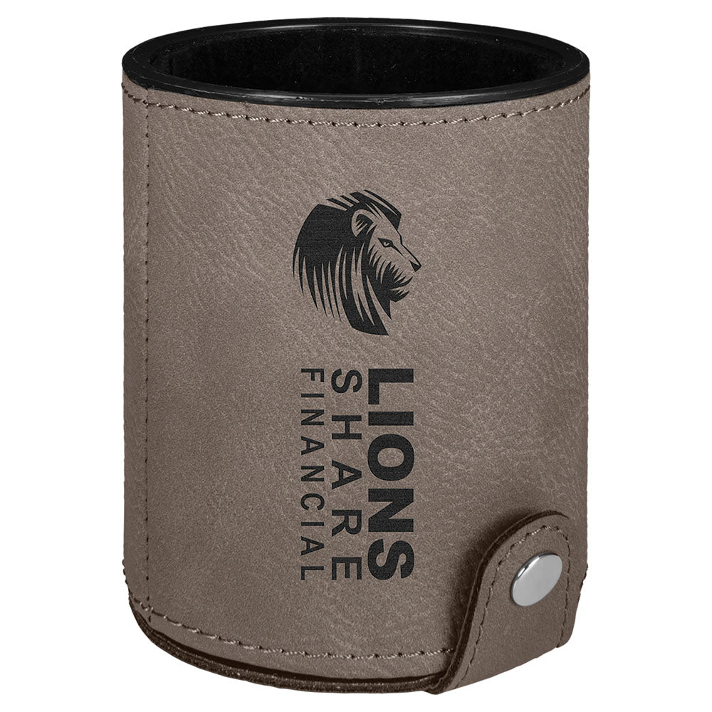 Personalized Laser Engraved Gray Leatherette Game Dice Cup with 5 Dice