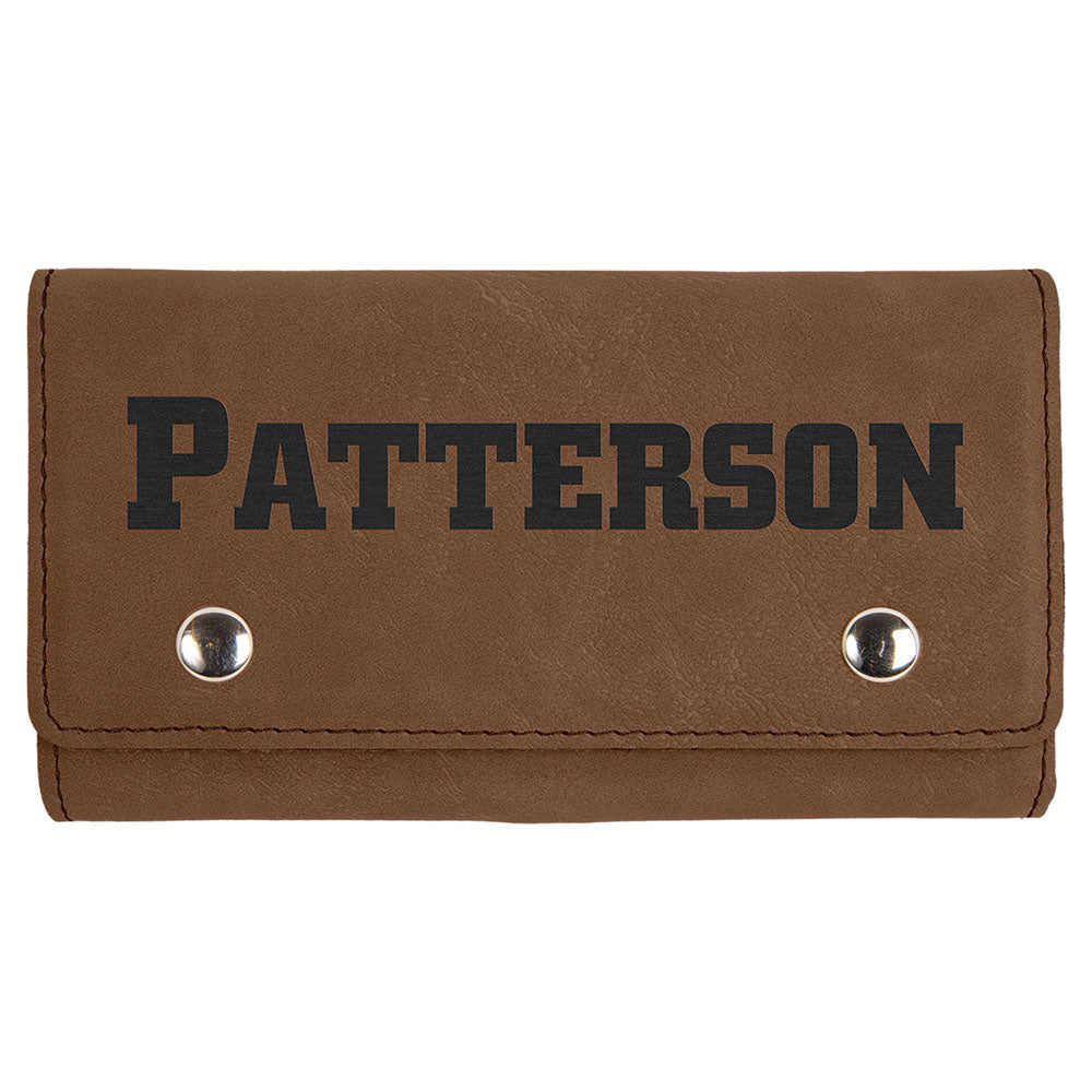 Personalized Laser Engraved Dark Brown Leatherette Game Card & Dice Set