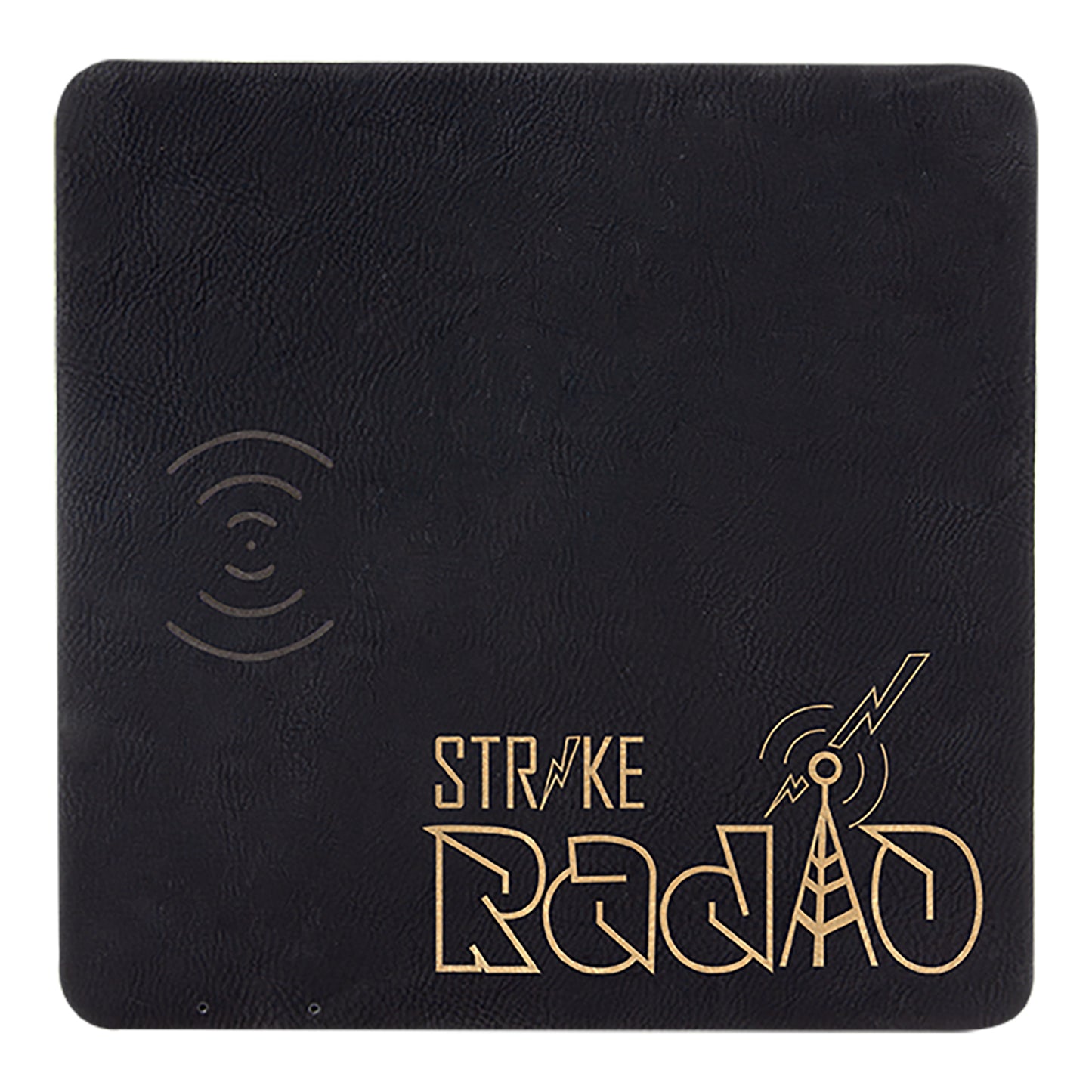 Personalized Laser Engraved 8" x 8" Black/Gold Leatherette Phone Charging Mat