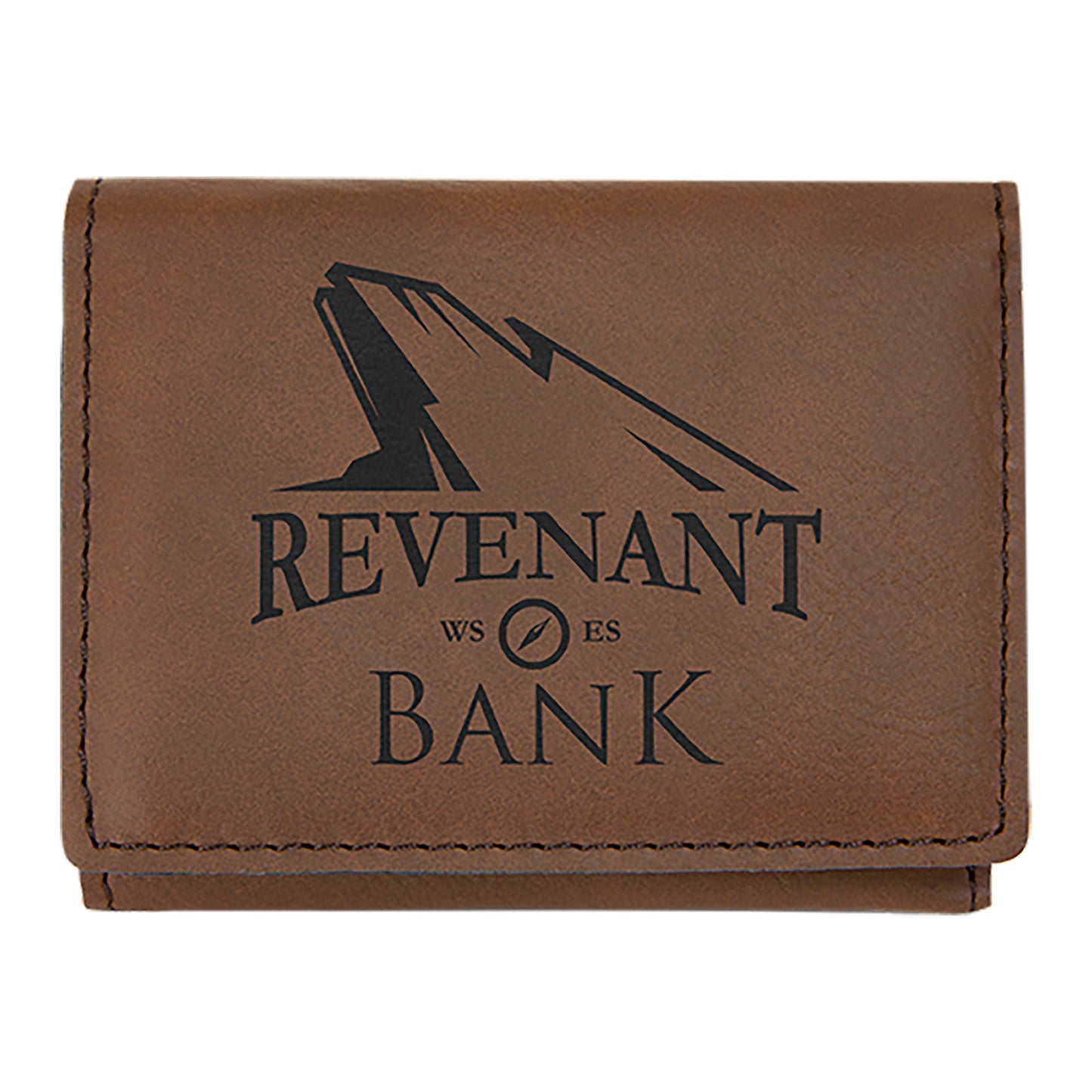 Personalized Laser Engraved 3" x 4" Dark Brown Leatherette Trifold Wallet