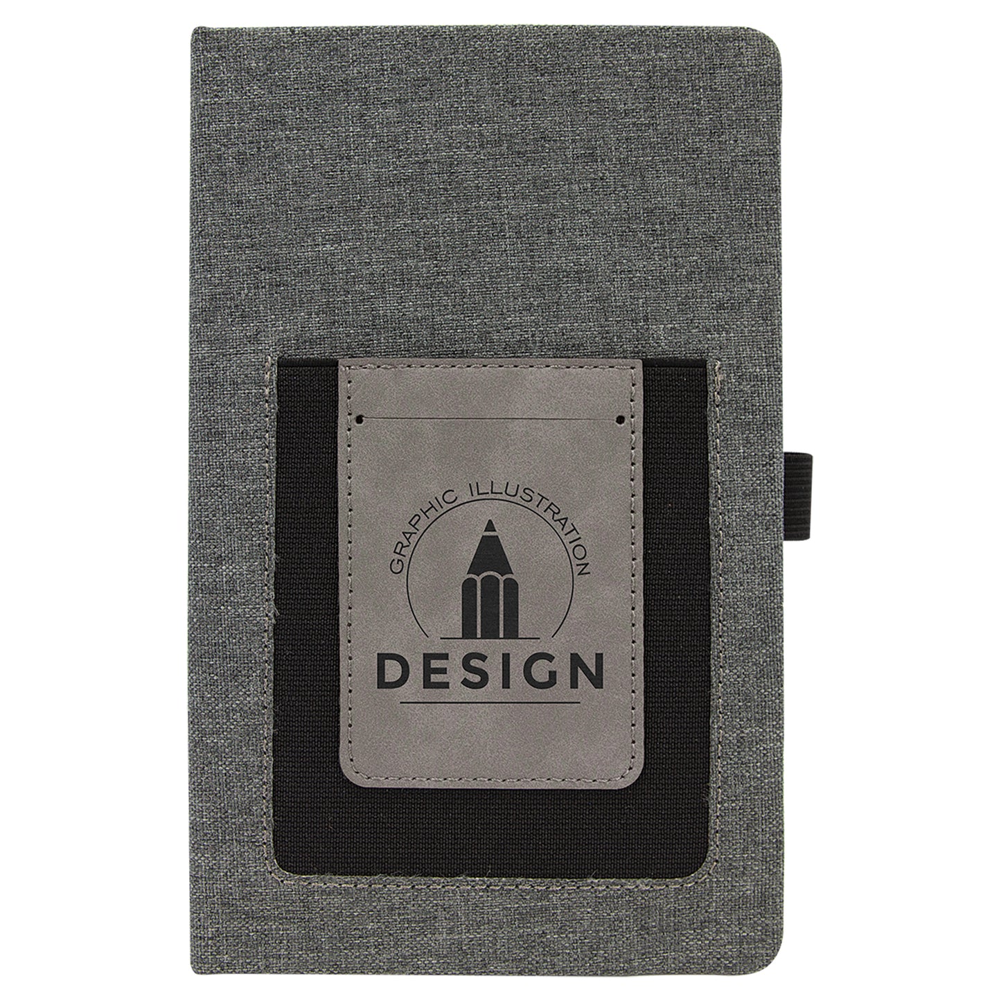 Personalized Laser Engraved 5 1/4" x 8 1/4" Gray w/Gray Leatherette Journal with Cell/Card Slot