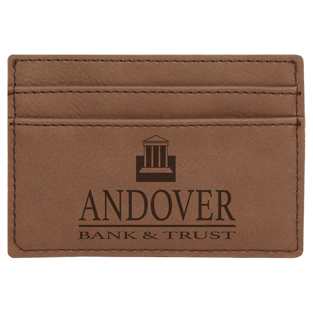 Personalized Laser Engraved 4" x 2 3/4" Dark Brown Leatherette Wallet Clip