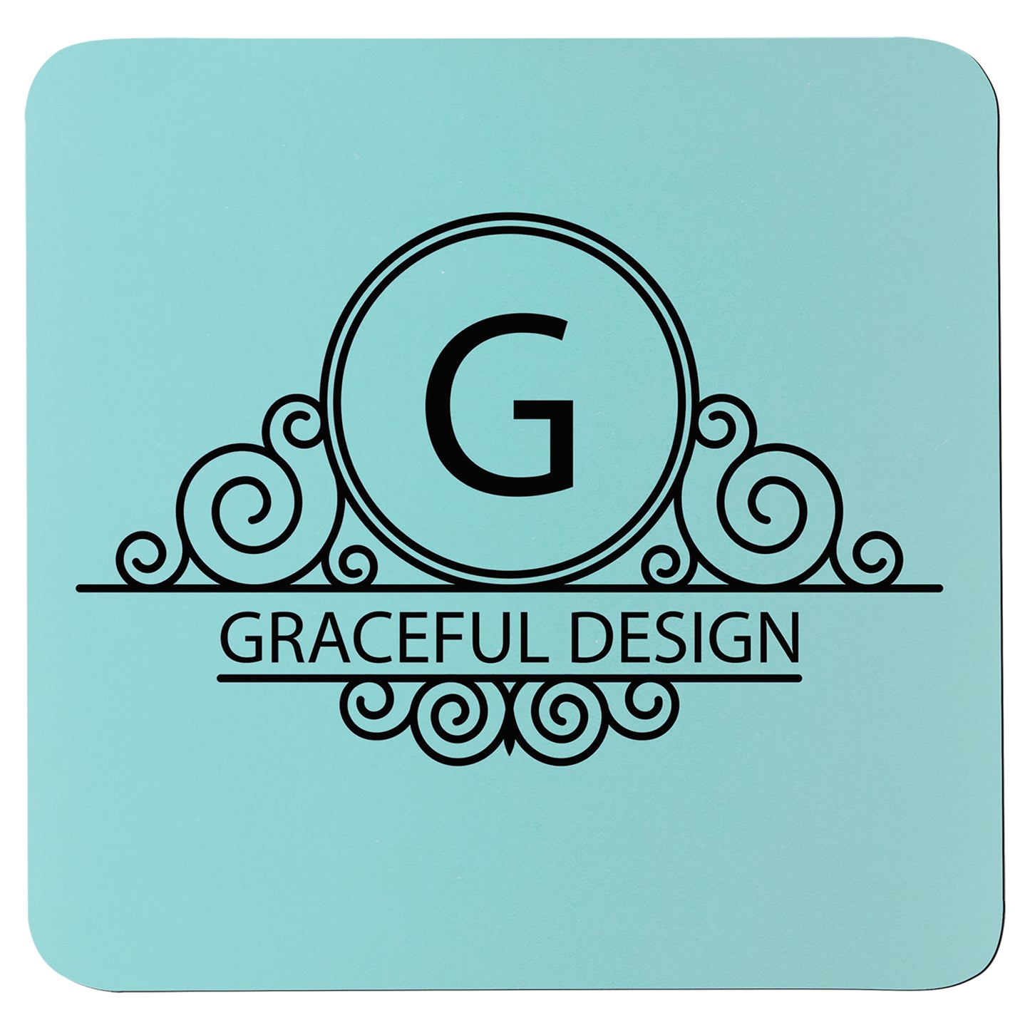 Personalized Laser Engraved Square Teal/Black Silicone Coaster