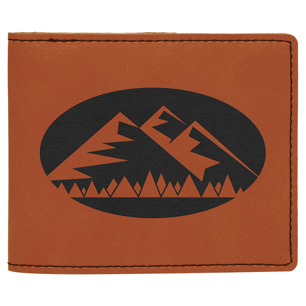 Personalized Laser Engraved 4 1/2" x 3 1/2" Rawhide Leatherette Bifold Wallet