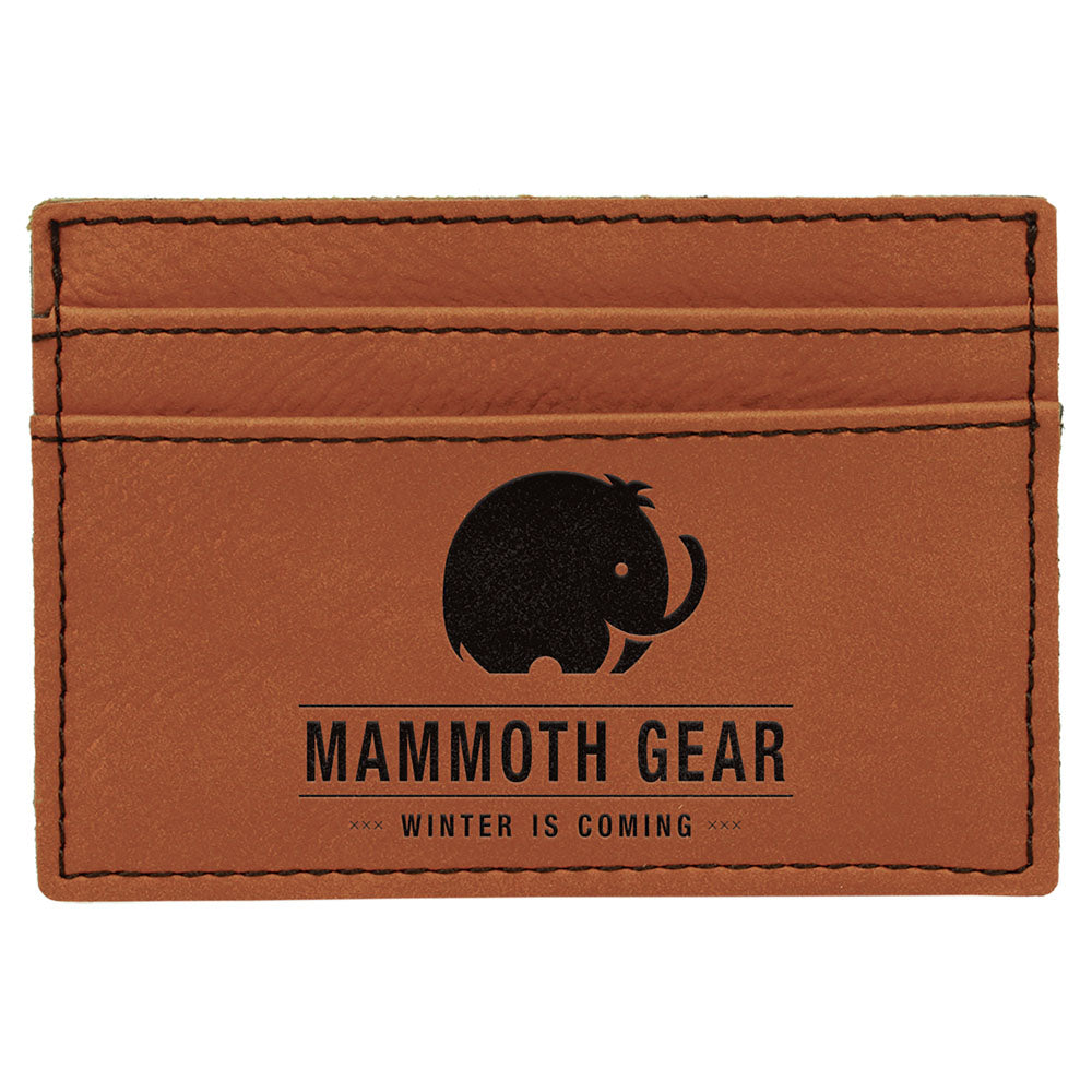 Personalized Laser Engraved 4" x 2 3/4" Rawhide Leatherette Wallet Clip