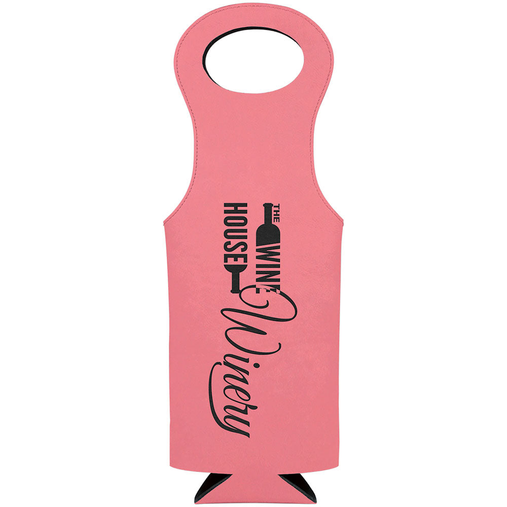 Personalized Laser Engraved Pink Leatherette Wine Bag