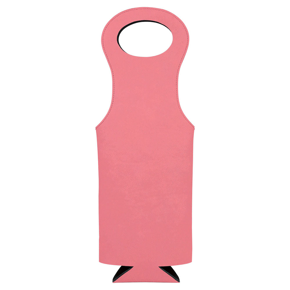 Personalized Laser Engraved Pink Leatherette Wine Bag