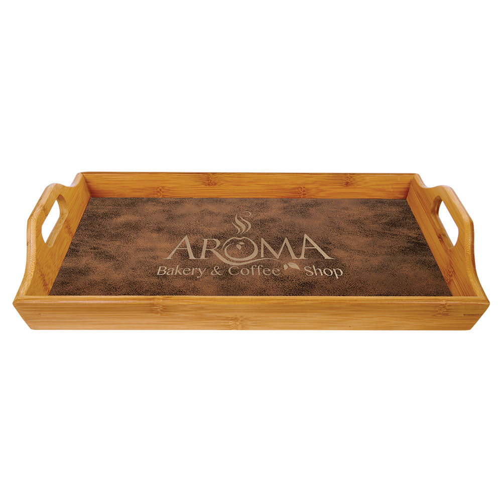 Personalized Laser Engraved 16 1/2" x 9 3/4" Bamboo Serving Tray (Insert/Plate not included)