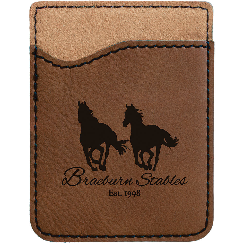 Personalized Laser Engraved Dark Brown Leatherette Phone Wallet