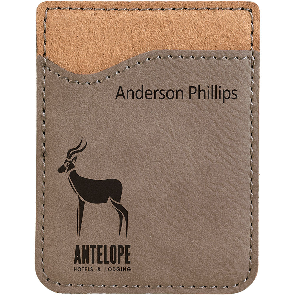 Personalized Laser Engraved Gray Leatherette Phone Wallet