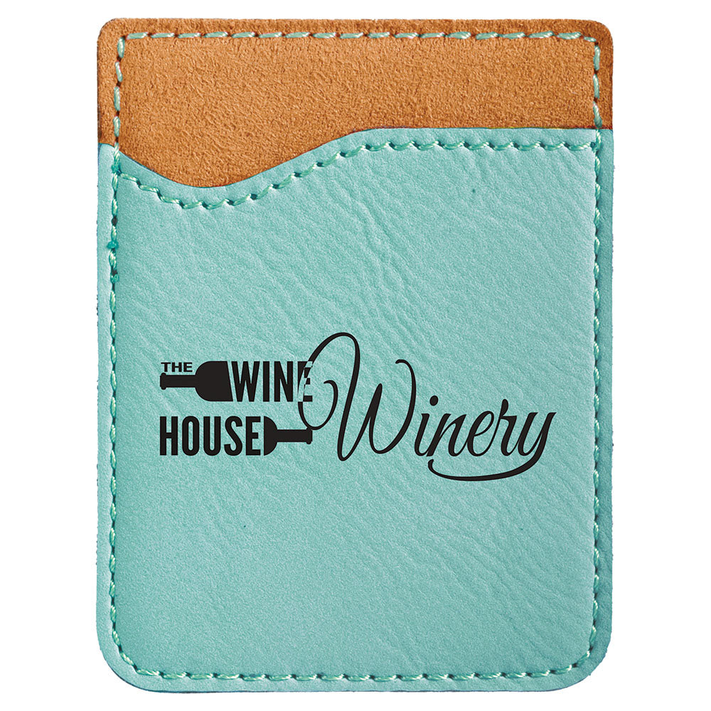 Personalized Laser Engraved Teal Leatherette Phone Wallet