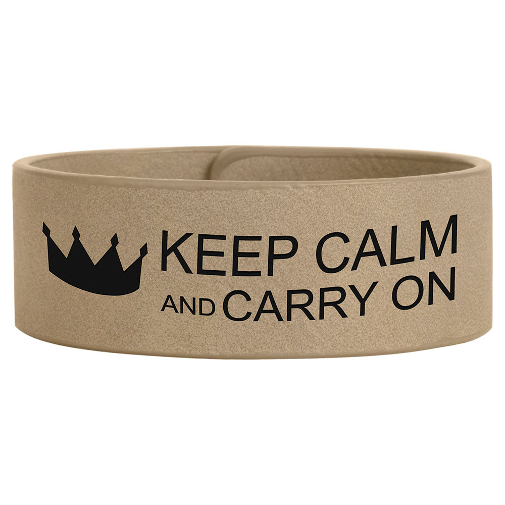 Personalized Laser Engraved 9 1/2" x 1" Light Brown Leatherette Cuff Bracelet