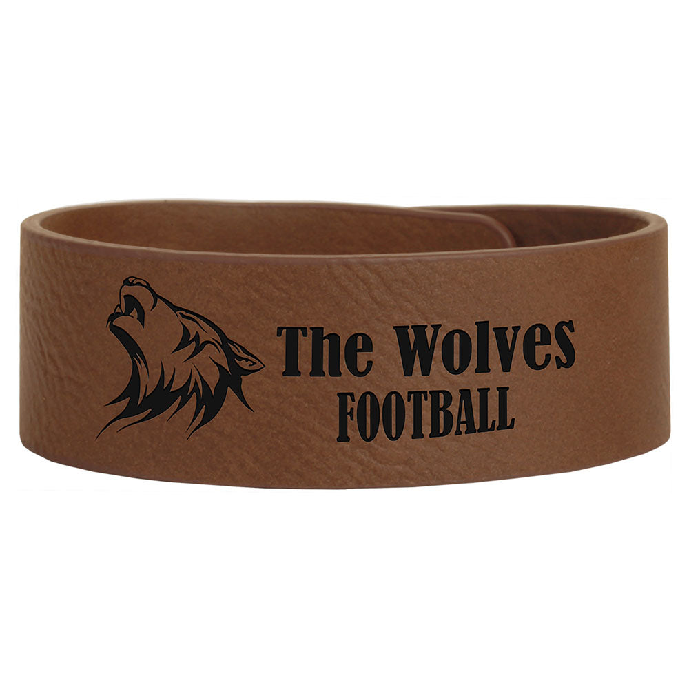 Personalized Laser Engraved 9 1/2" x 1" Dark Brown Leatherette Cuff Bracelet