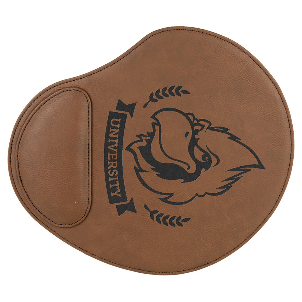 Personalized Laser Engraved 9" x 10 1/4" Dark Brown Leatherette Mouse Pad