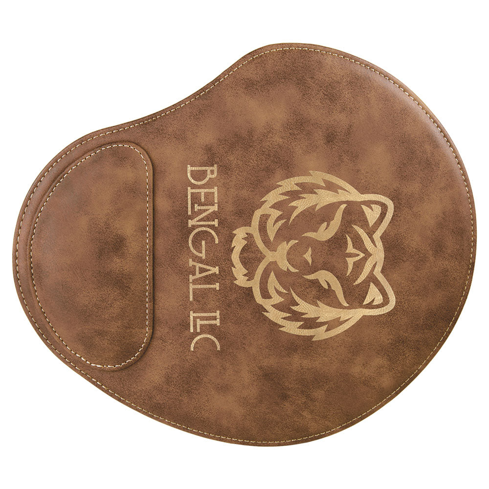 Personalized Laser Engraved 9" x 10 1/4" Rustic/Gold Leatherette Mouse Pad