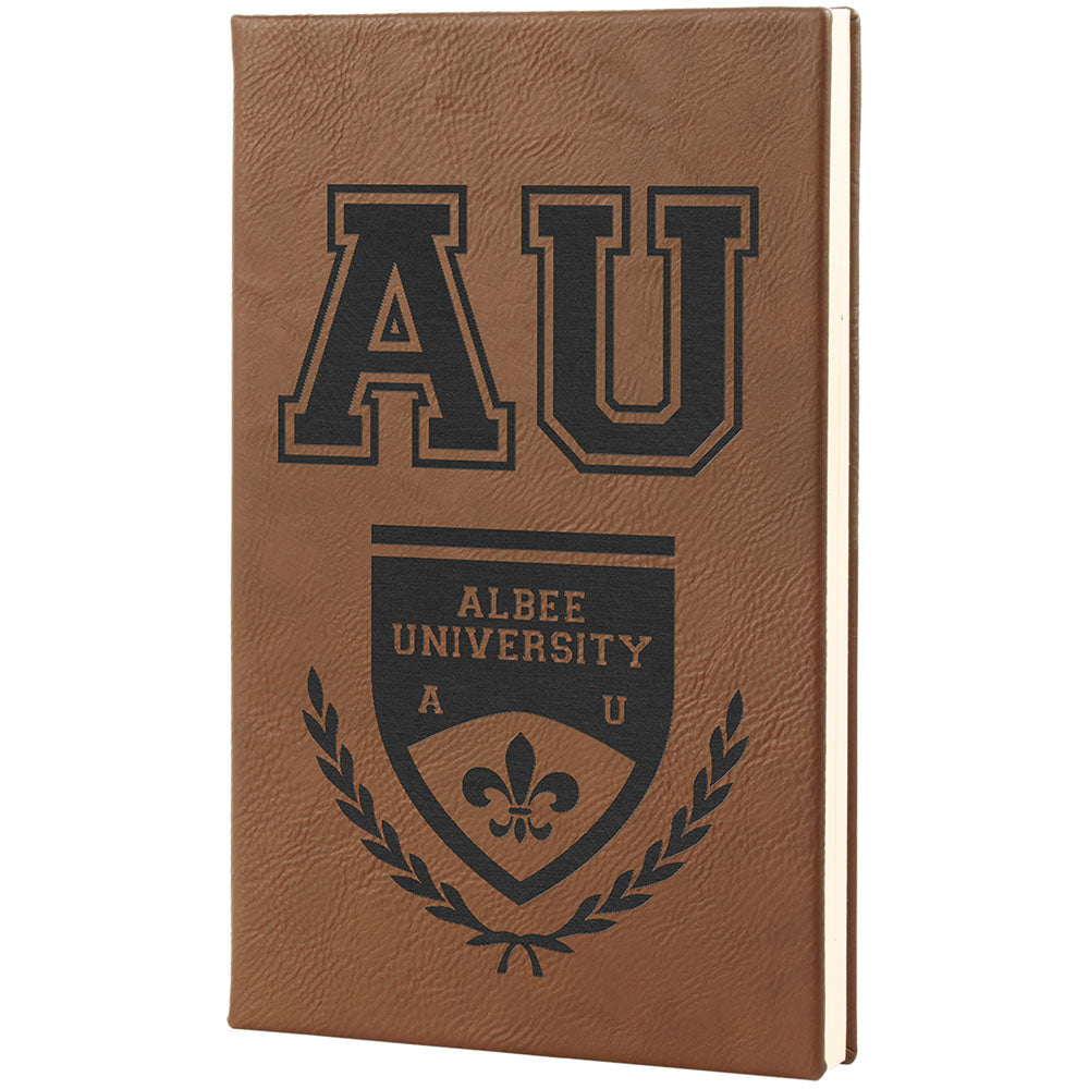 Personalized Laser Engraved 5 1/4" x 8 1/4" Dark Brown Leatherette Journal