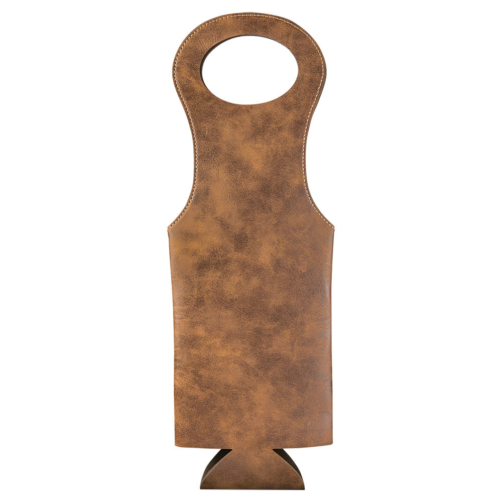 Personalized Laser Engraved Rustic/Gold Leatherette Wine Bag
