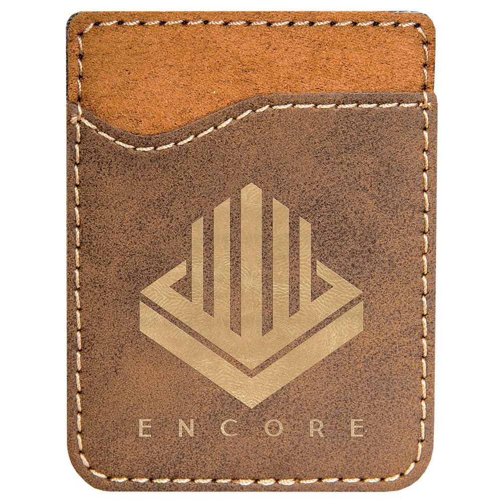 Personalized Laser Engraved Rustic/Gold Leatherette Phone Wallet