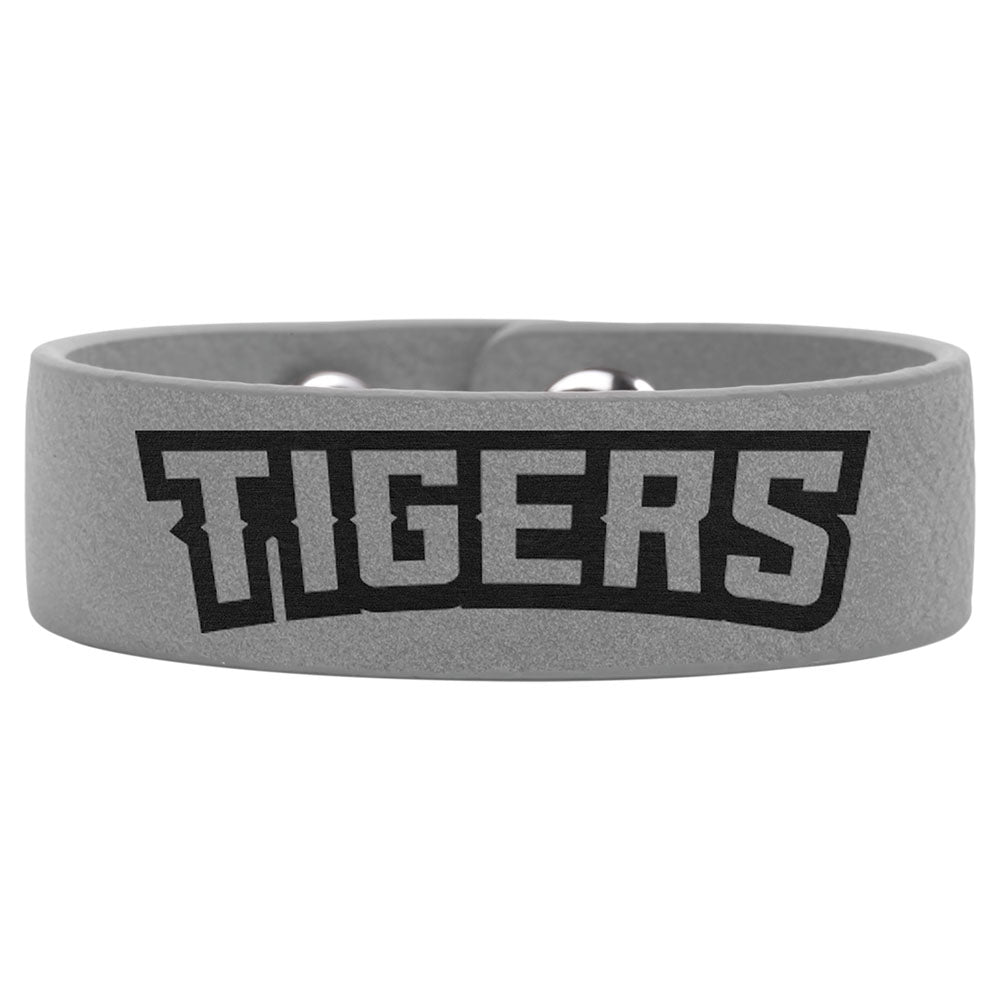 Personalized Laser Engraved 8 1/2" x 3/4" Gray Leatherette Youth Cuff Bracelet