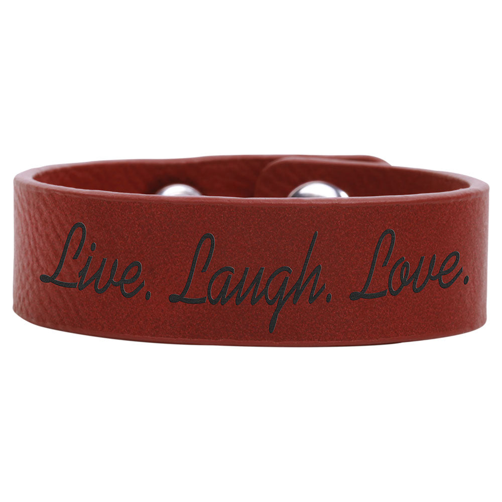 Personalized Laser Engraved 8 1/2" x 3/4" Rose Leatherette Youth Cuff Bracelet