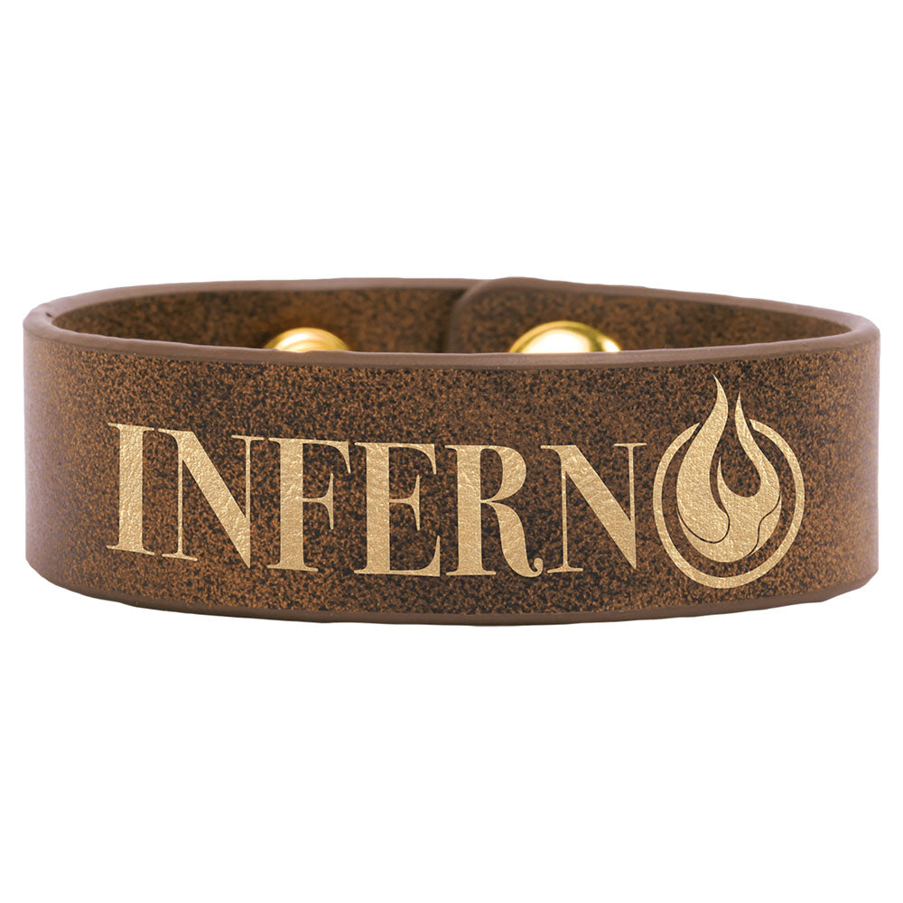 Personalized Laser Engraved 8 1/2" x 3/4" Rustic/Gold Leatherette Youth Cuff Bracelet