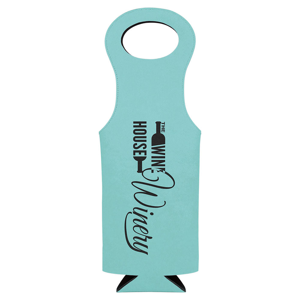 Personalized Laser Engraved Teal Leatherette Wine Bag