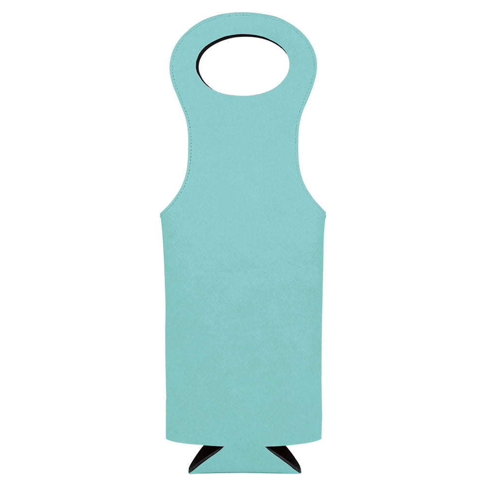 Personalized Laser Engraved Teal Leatherette Wine Bag