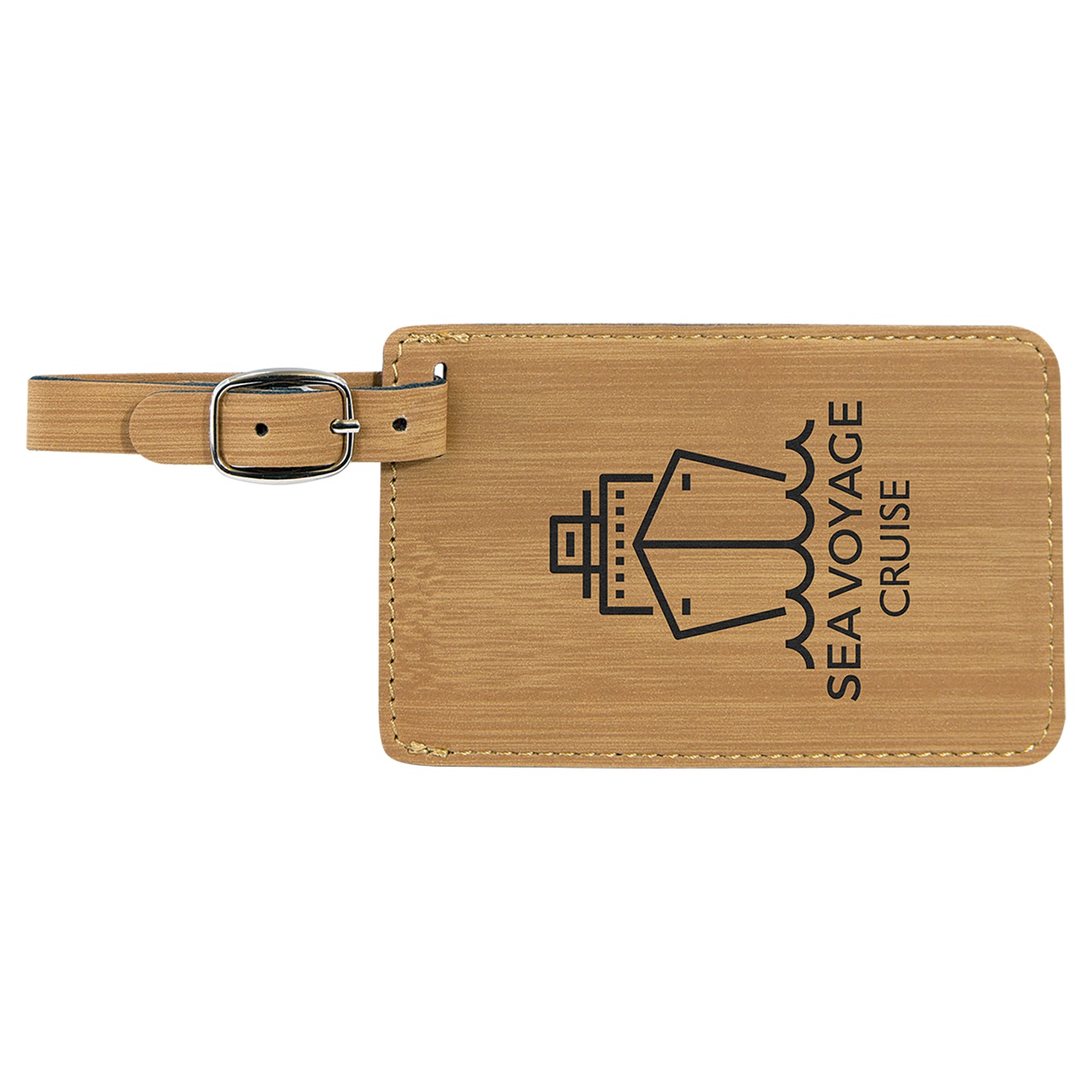 Personalized Laser Engraved 4 1/4" x 2 3/4" Bamboo Leatherette Luggage Tag