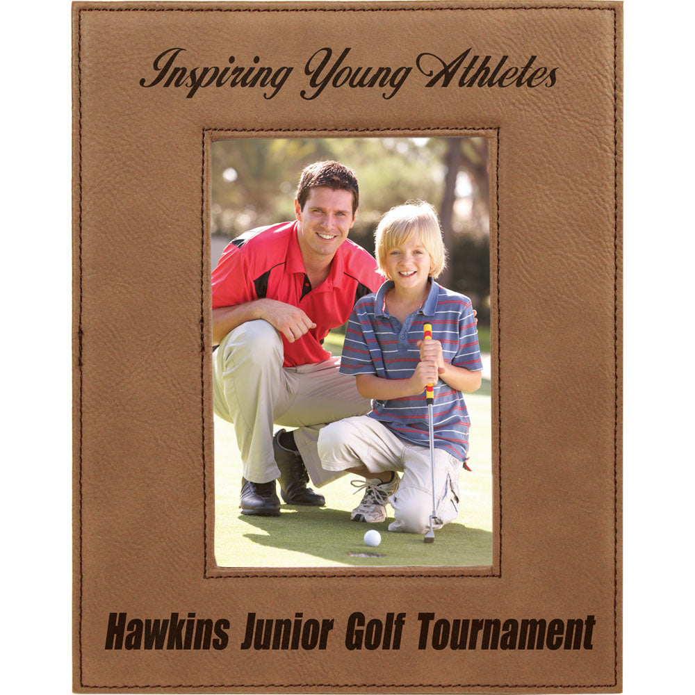 Personalized Laser Engraved 4" x 6" Dark Brown Leatherette Photo Frame