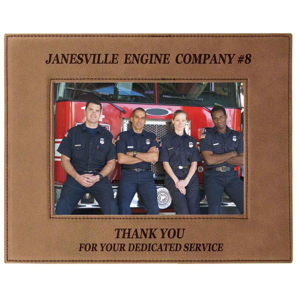 Personalized Laser Engraved 5" x 7" Dark Brown Leatherette Photo Frame