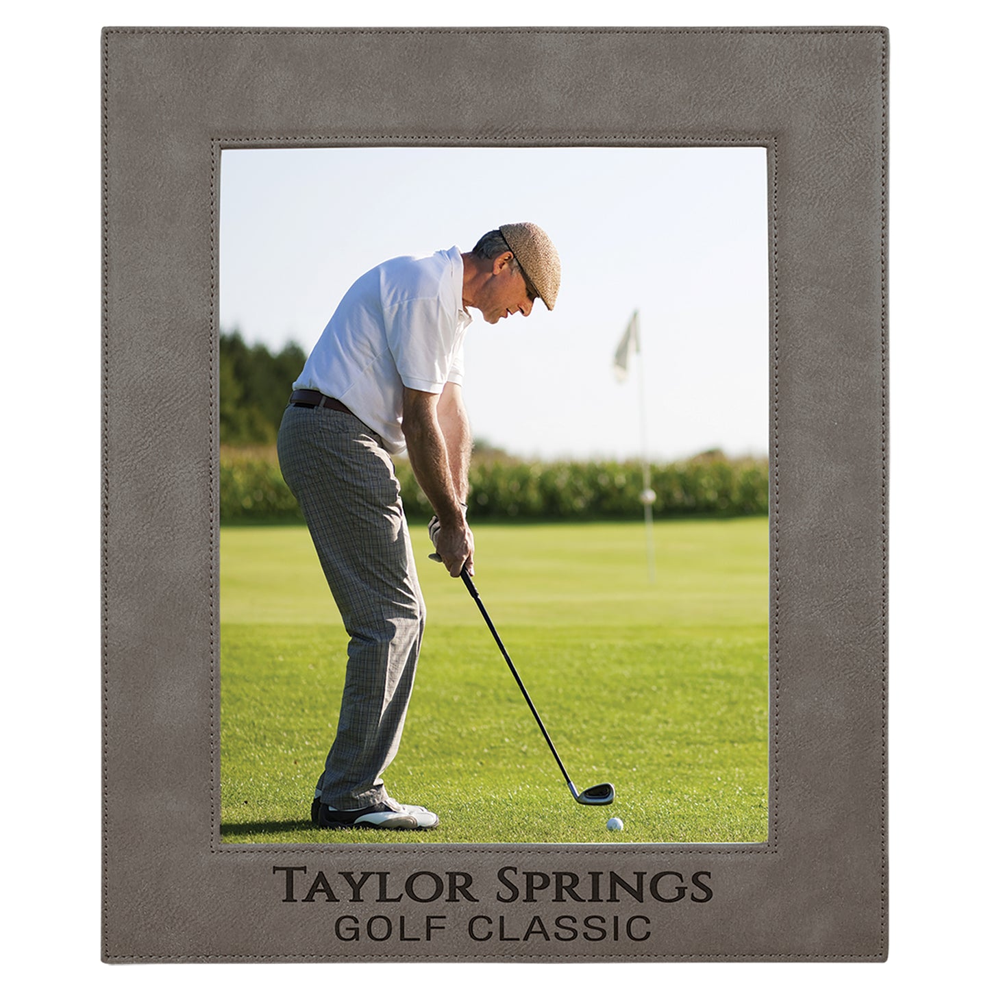 Personalized Laser Engraved 8" x 10" Gray Leatherette Photo Frame