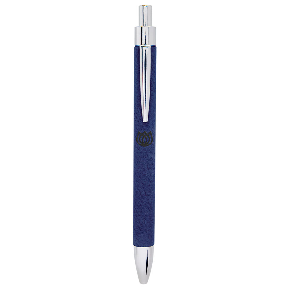 Personalized Laser Engraved Blue/Black Leatherette Pen