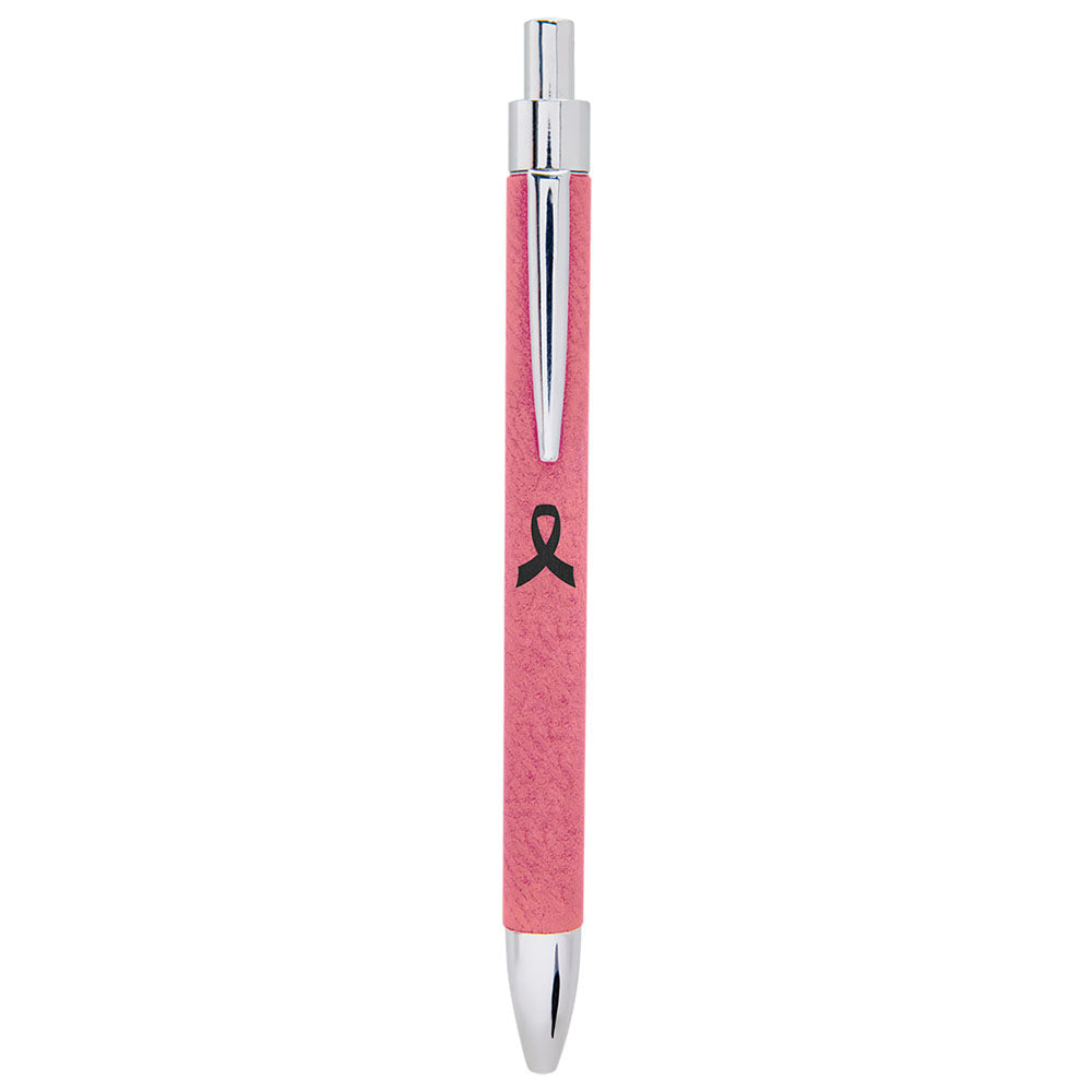 Personalized Laser Engraved Pink Leatherette Pen