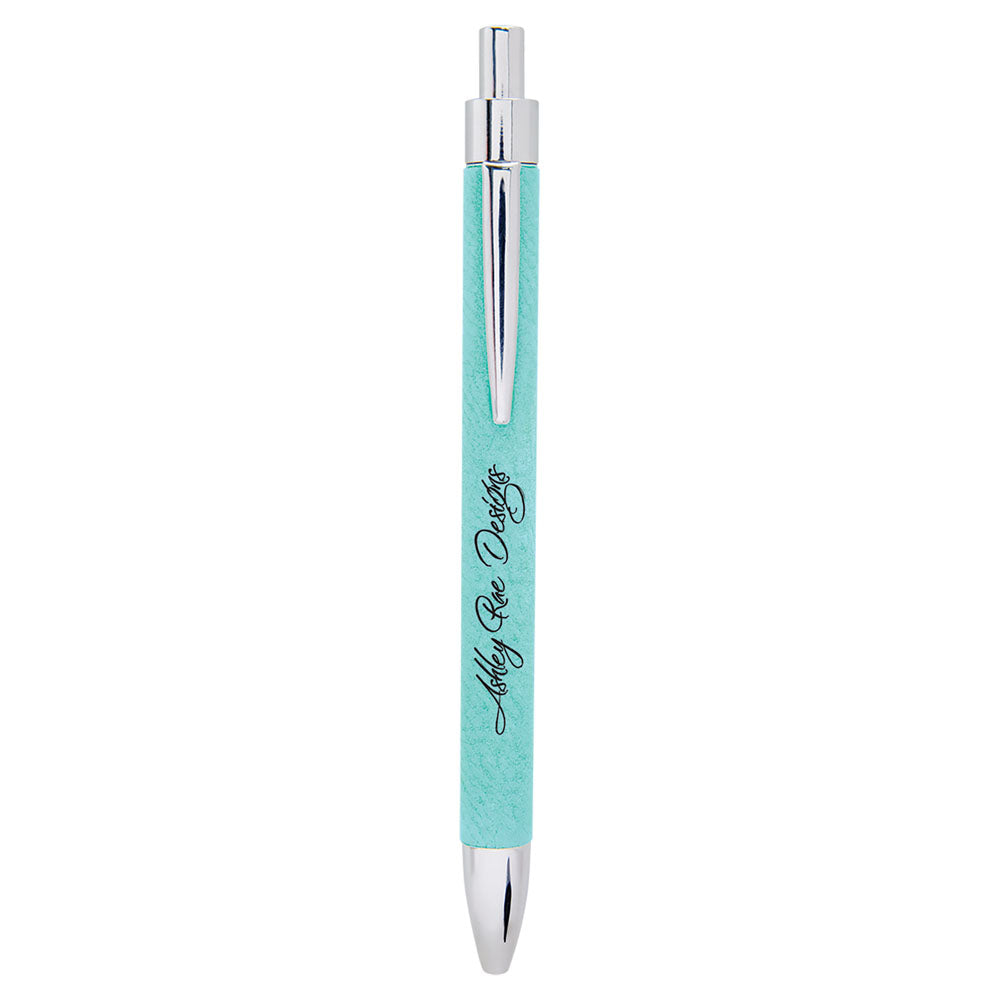 Personalized Laser Engraved Teal Leatherette Pen