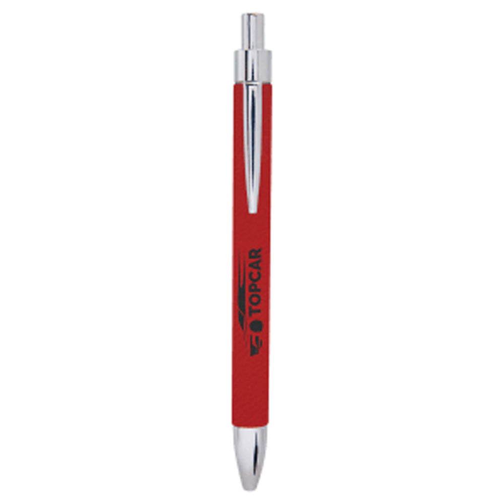 Personalized Laser Engraved Red Leatherette Pen