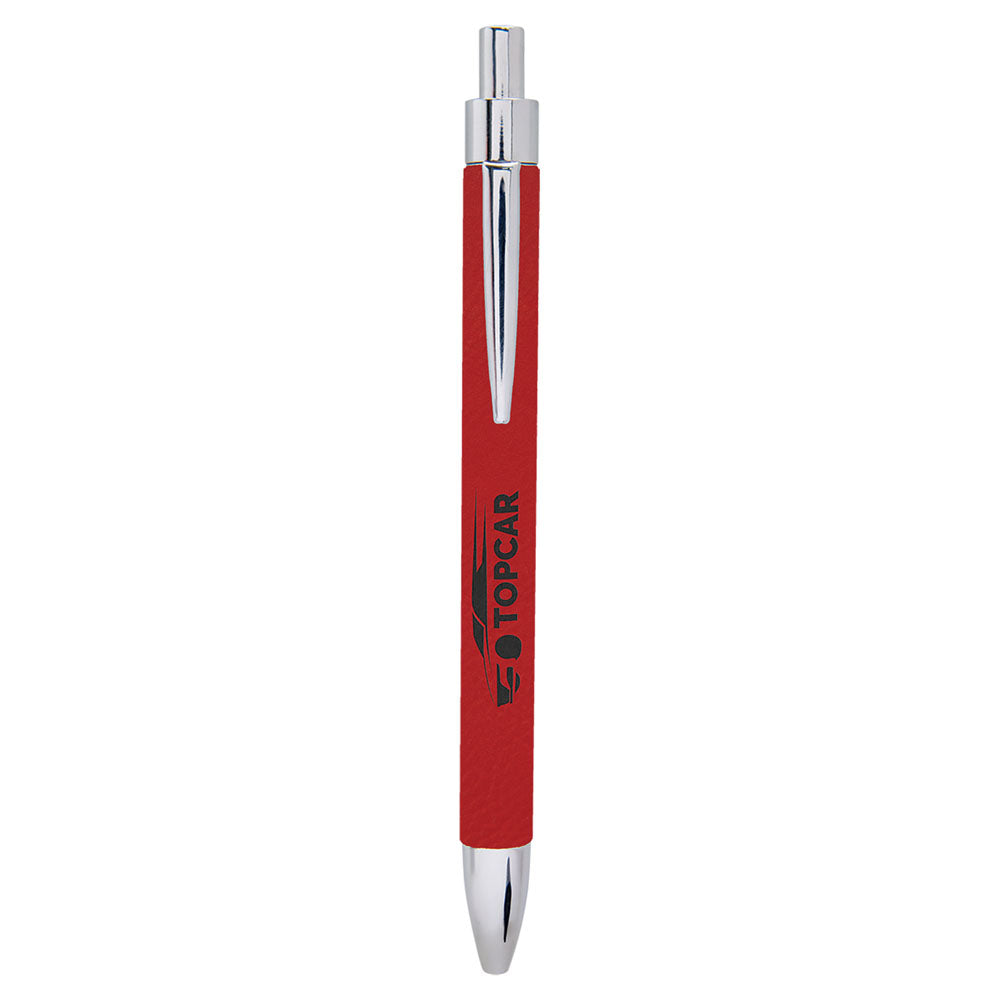 Personalized Laser Engraved Red Leatherette Pen