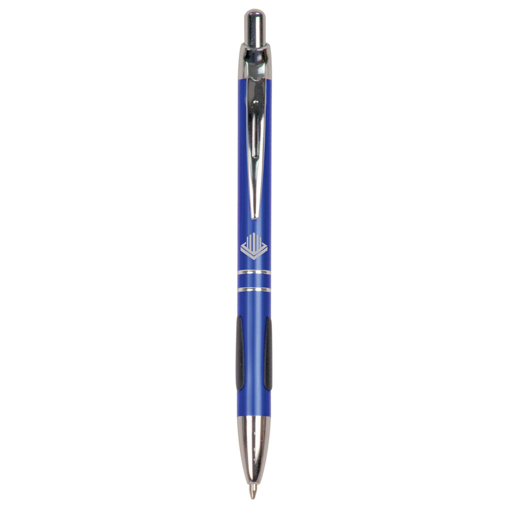 Personalized Laser Engraved Blue with Silver Trim Pen with Gripper