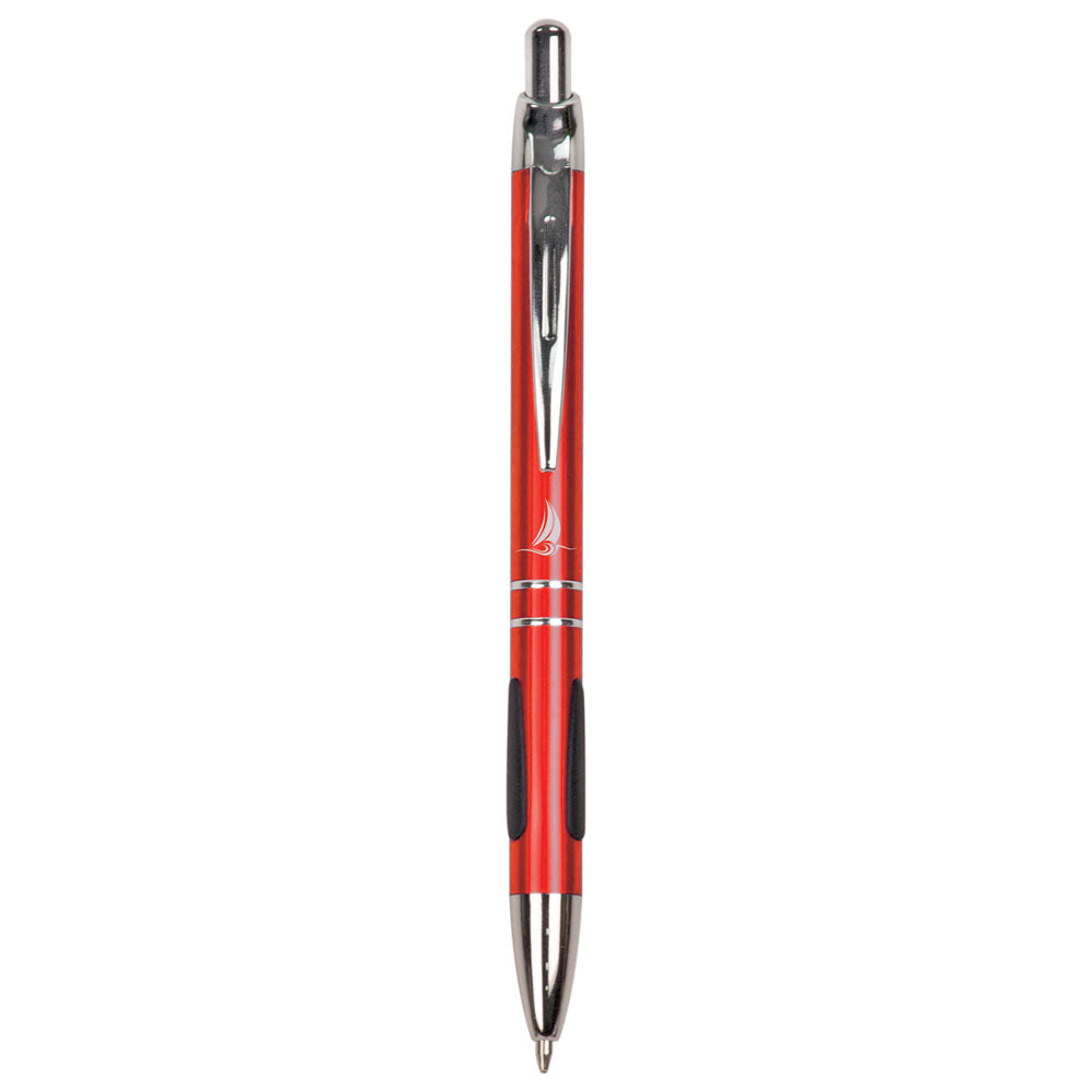 Personalized Laser Engraved Red with Silver Trim Pen with Gripper