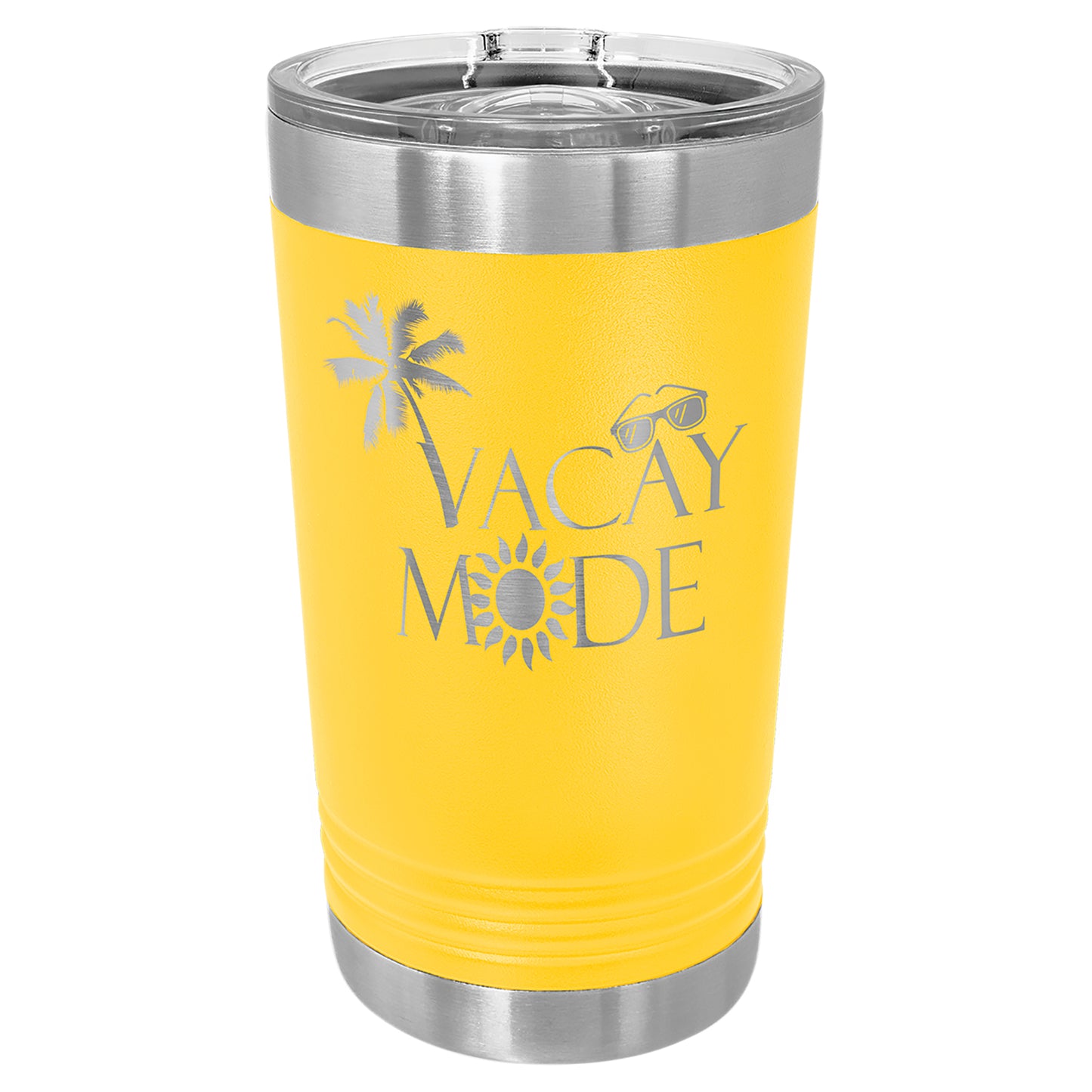 Personalized Laser Engraved Yellow oz Polar Camel Pint Tumbler with Slider Lid