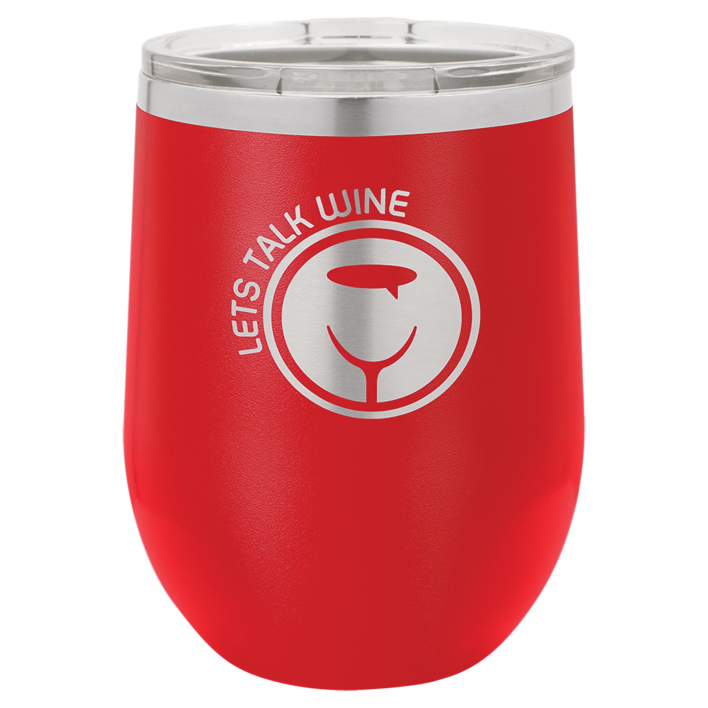 Personalized Laser Engraved Red 12 oz. Polar Camel Stemless Wine Tumbler with Clear Lid