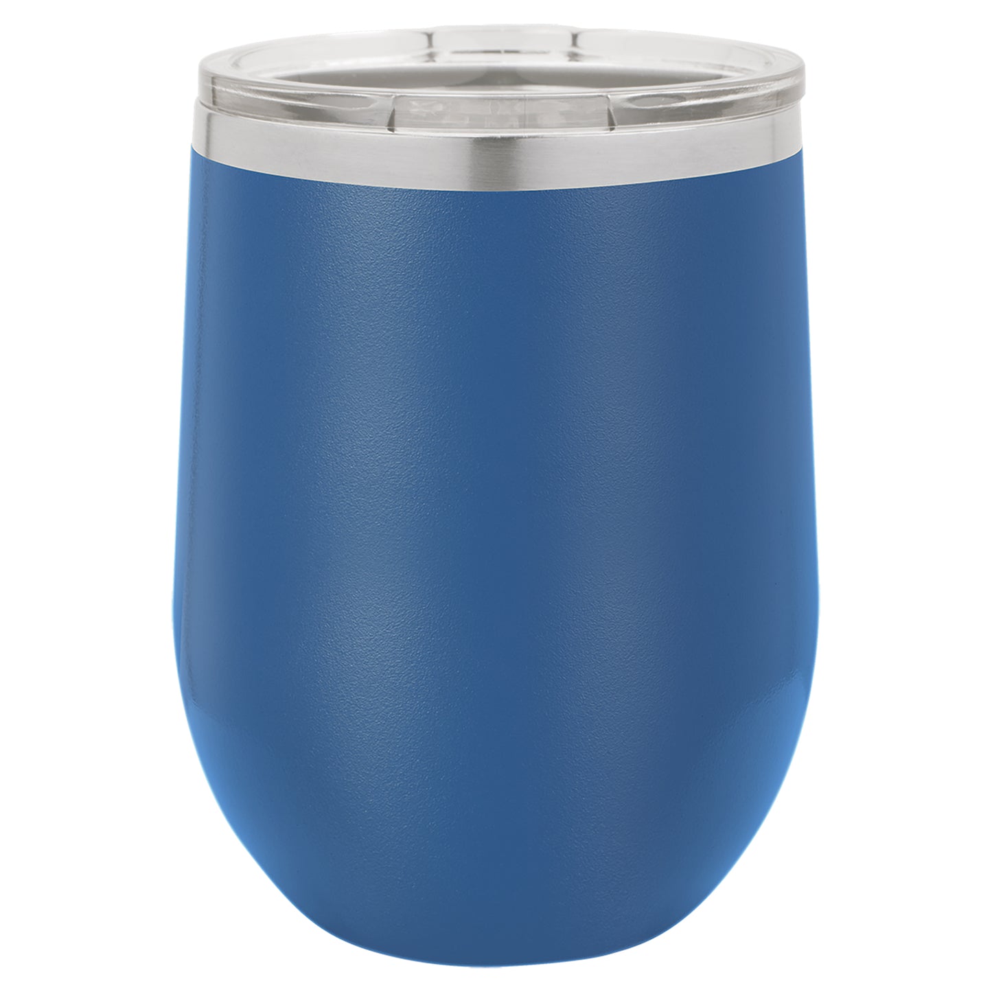 Personalized Laser Engraved Royal Blue 12 oz. Polar Camel Stemless Wine Tumbler with Clear Lid