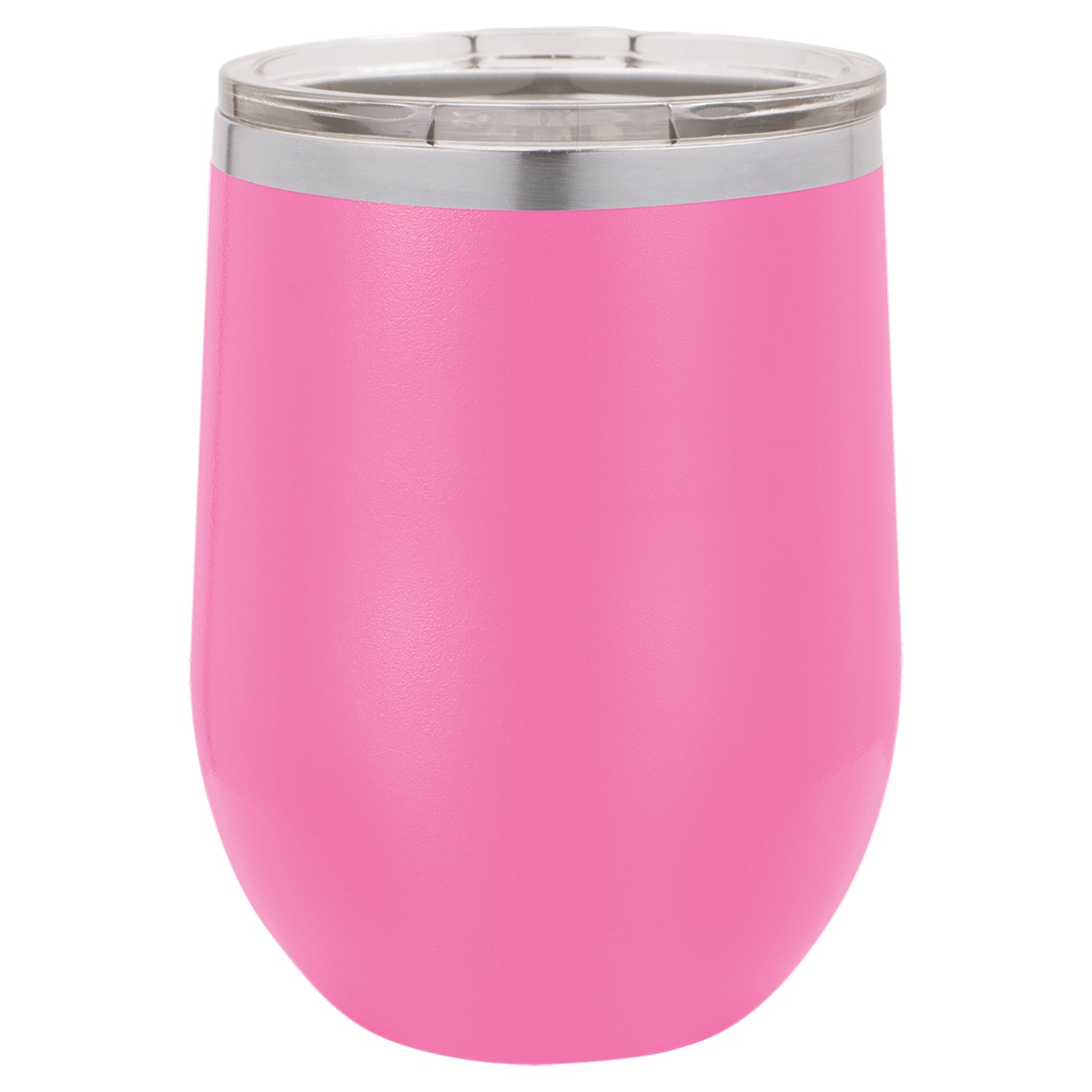 Personalized Laser Engraved Pink 12 oz. Polar Camel Stemless Wine Tumbler with Clear Lid